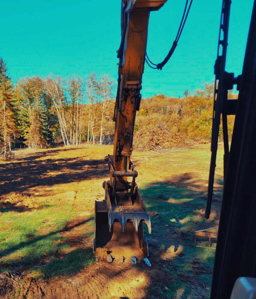 inside cab of excavator